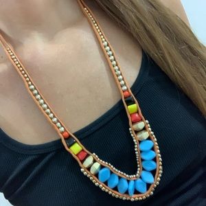 Orange and blue multi-color necklace